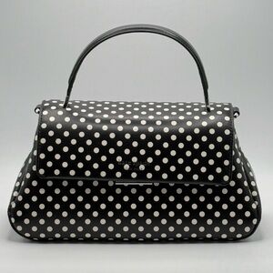 Kate Spade Grace Small Top Handle Bag Black and White Polka Dot Handbag